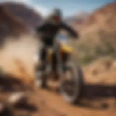 Wild Ride: Conquering Off-Road Trails Off-road biker navigating treacherous terrain with skill
