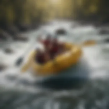 White-water rafters navigating through rapids