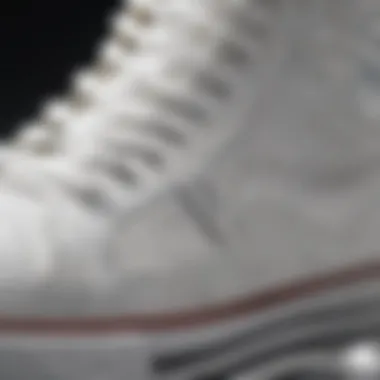 Close-up of Converse white leather sneaker details