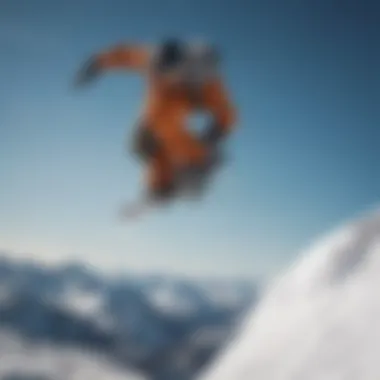 Snowboarder executing a stylish grab trick mid-air