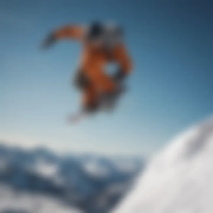 Snowboarder executing a stylish grab trick mid-air