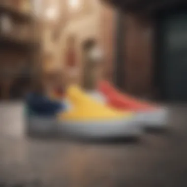 Sleek Silhouette of Vans Color Block Slip-On A side view of the Vans Color Block Slip-On highlighting its sleek silhouette.