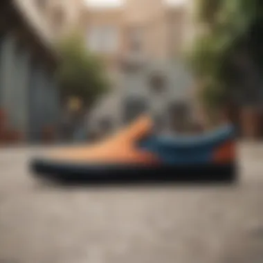 Vans Slip-Ons in Action with Skateboarding Gear Vans Color Block Slip-On paired with skateboarding gear.