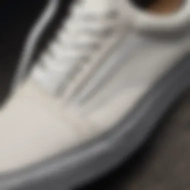 Detailed Design of Vans Old Skool Low White Close-up of the design elements of Vans Old Skool Low White