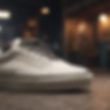 Vans Old Skool Low White in Action Stylish view of Vans Old Skool Low White on a skateboard