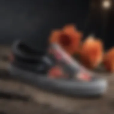 Black Slip-On Vans: Style and Functionality Unite Black slip-on Vans with rose design on extreme sports equipment