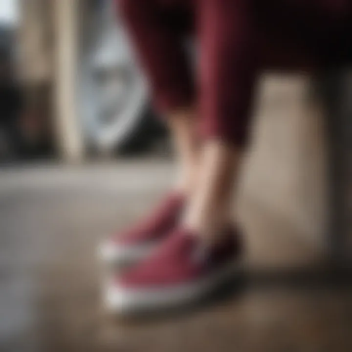 Stylish Combination of Vans Slip-On Burgundy with Casual Outfit