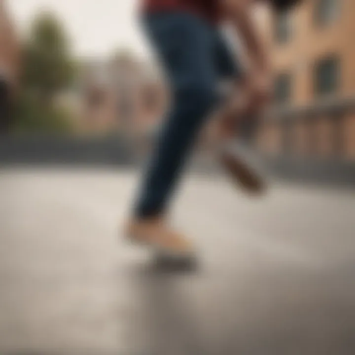 Skateboarder performing tricks with precision in Vans Slip-Proof Shoes