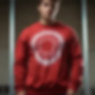Athletic Red Tie Dye Sweatshirt in Motion Extreme sports athlete wearing red tie dye sweatshirt in action