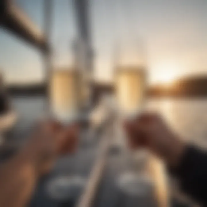 Celebratory champagne toast on the winning yacht