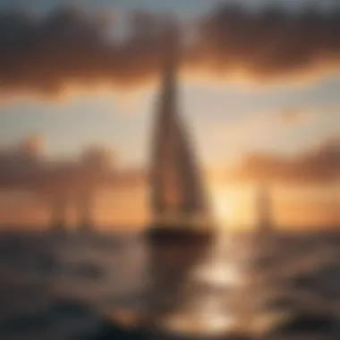 Sailboats racing against a breathtaking sunset backdrop