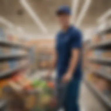 A customer receiving groceries at the Walmart pickup service with a smile.