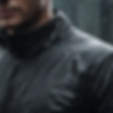 Detailed View of Water-Repellent Technology in Black Nike Jacket