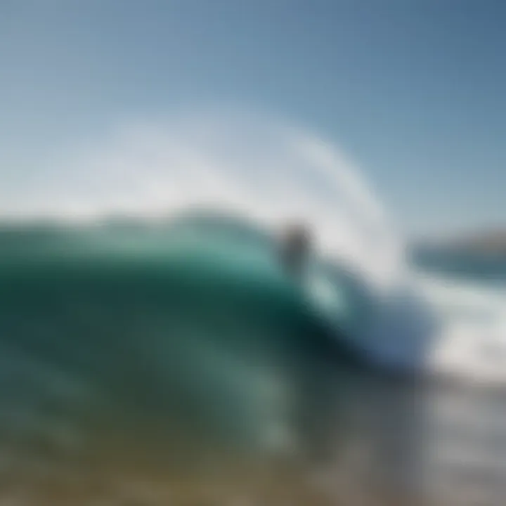 Powerful wave crashing at Wedge Newport Beach