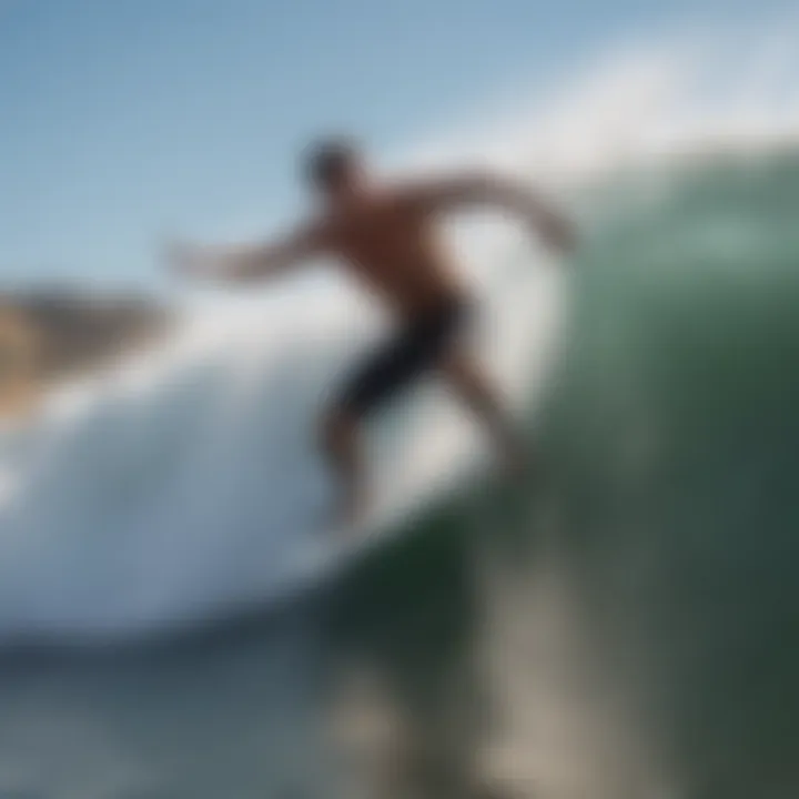 Skilled body surfer enjoying a wave at Wedge Newport Beach