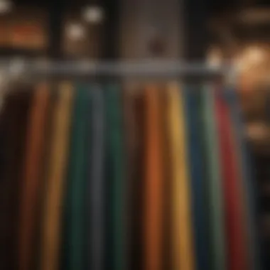An assortment of colorful corduroy pants displayed on a rack, highlighting different styles and fits.
