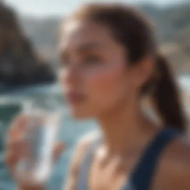 Woman drinking water for hydration