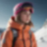 Stylish female snowboarder wearing a vibrant hoodie on the slopes